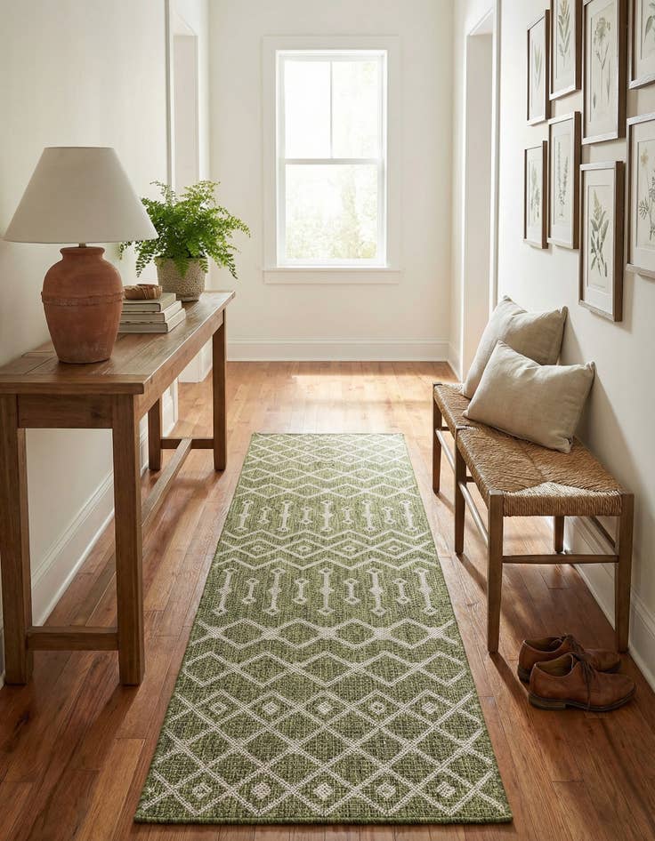 Detail image of 2' x 8'  Washable Trellis Indoor / Outdoor Runner Rug