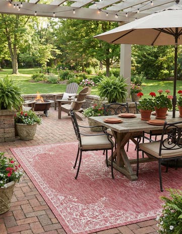 7' 10 x 11' Easy-Clean Traditional Indoor / Outdoor Rug