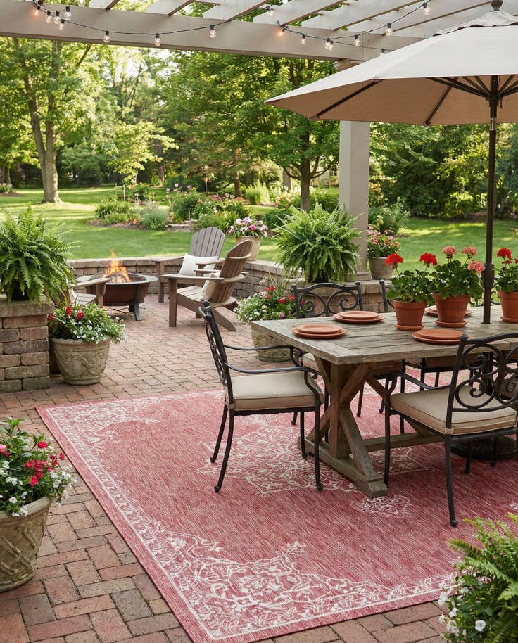 Detail image of 7' 10 x 11' Easy-Clean Traditional Indoor / Outdoor Rug