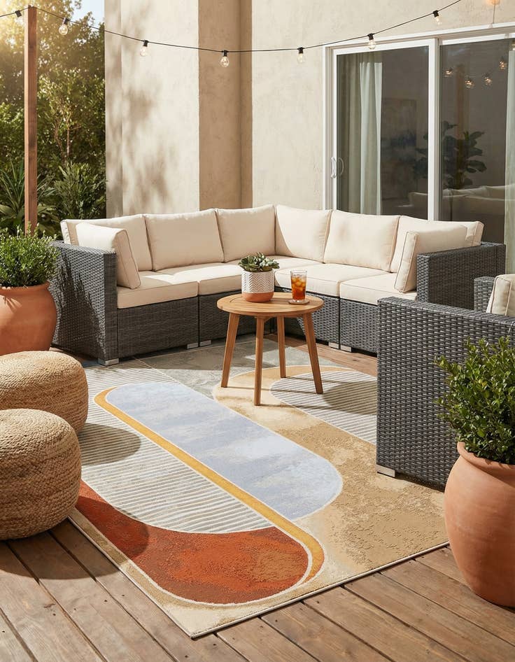 Detail image of 6' 1 x 9' Easy-Clean Modern Indoor / Outdoor Rug