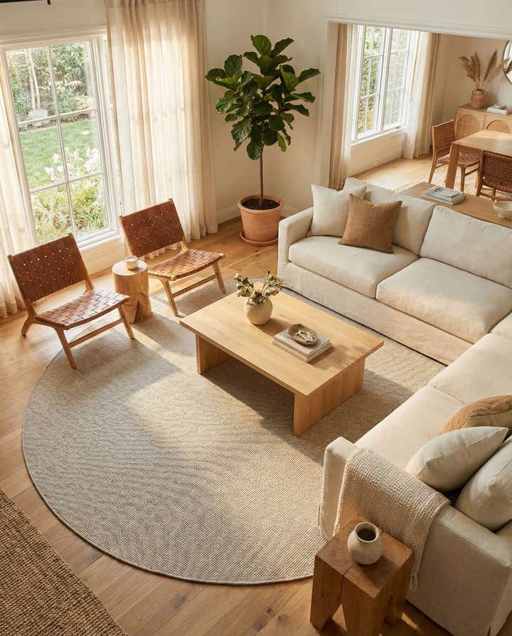 10' x 10' Easy-Clean Solid Indoor / Outdoor Round Rug