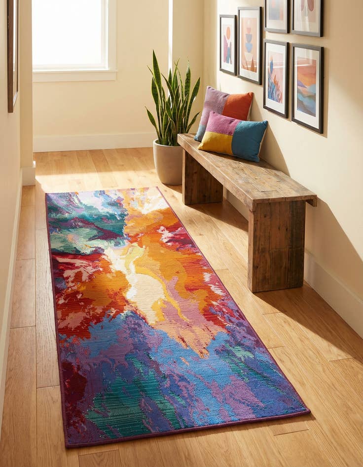 Detail image of 2' x 6'  Washable Modern Indoor / Outdoor Runner Rug