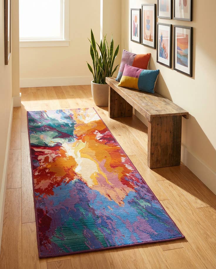 Detail image of 2' x 6' Easy-Clean Modern Indoor / Outdoor Runner Rug