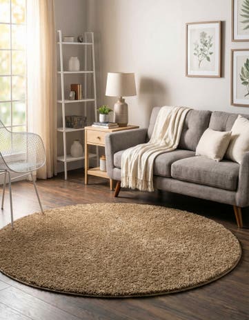 5' x 5' Soft Solid Shag Round Rug