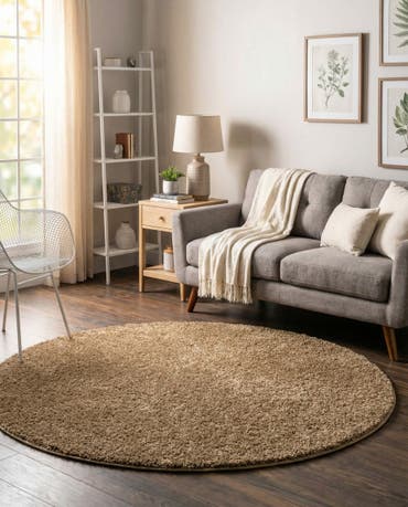  5' x 5' Soft Solid Shag Round Rug