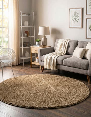 5' x 5' Soft Solid Shag Round Rug