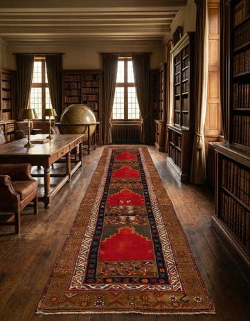 3' 3 x 14' 10 Hand Knotted Bergama Wool Runner Rug
