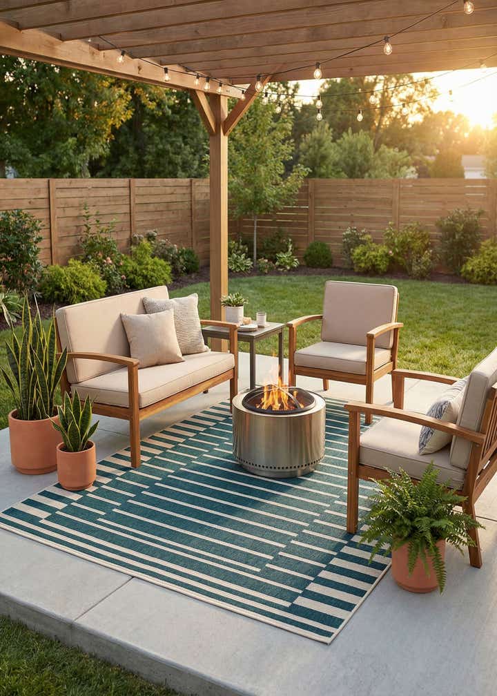 5' 2 x 7' 7 Easy-Clean Modern Indoor / Outdoor Rug