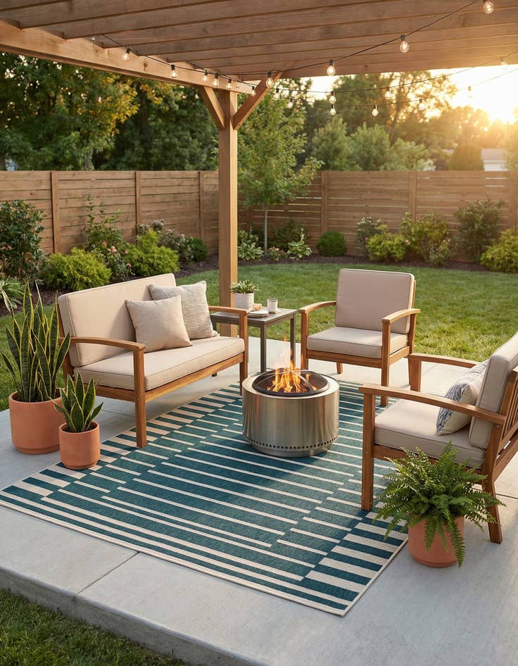 Detail image of 5' 2 x 7' 7  Washable Modern Indoor / Outdoor Rug