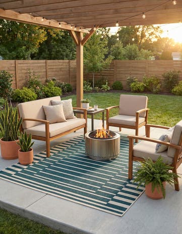 5' 2 x 7' 7 Easy-Clean Modern Indoor / Outdoor Rug