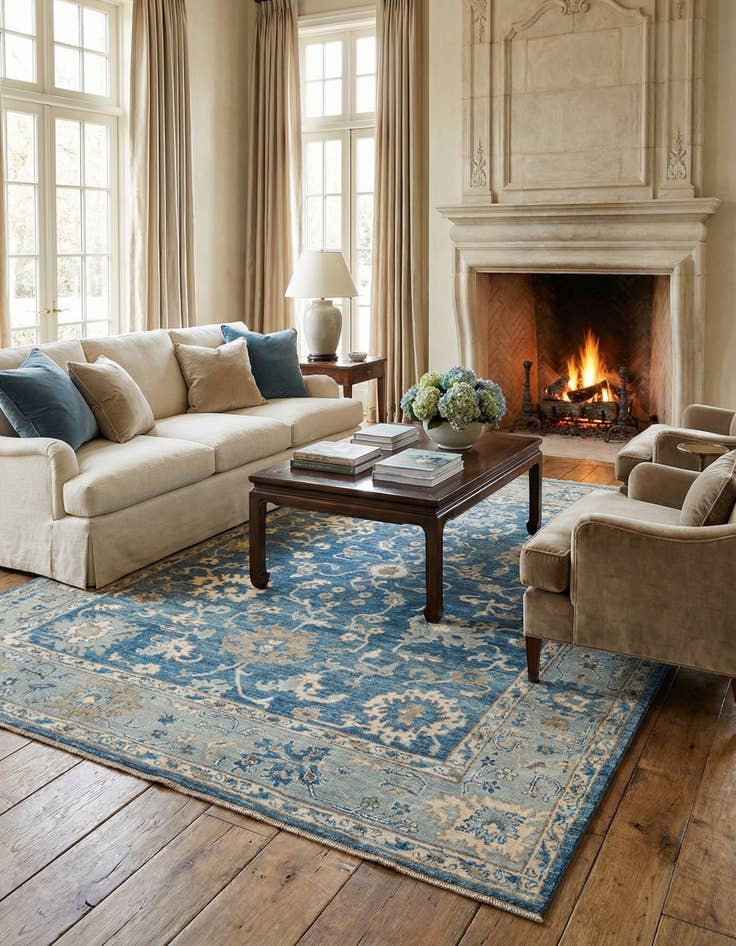 Detail image of 7' 9 x 10'  Hand Knotted Oushak Rug