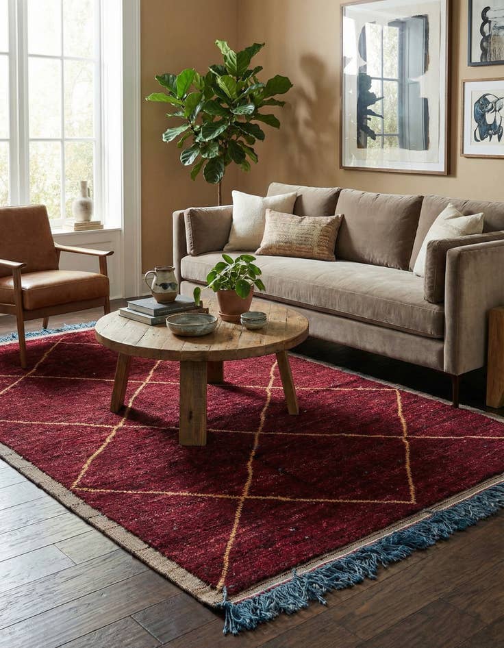 Detail image of 6' 4 x 9' 7  Hand Knotted Moroccan Wool Rug