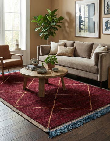 6' 4 x 9' 7 Hand Knotted Moroccan Wool Rug