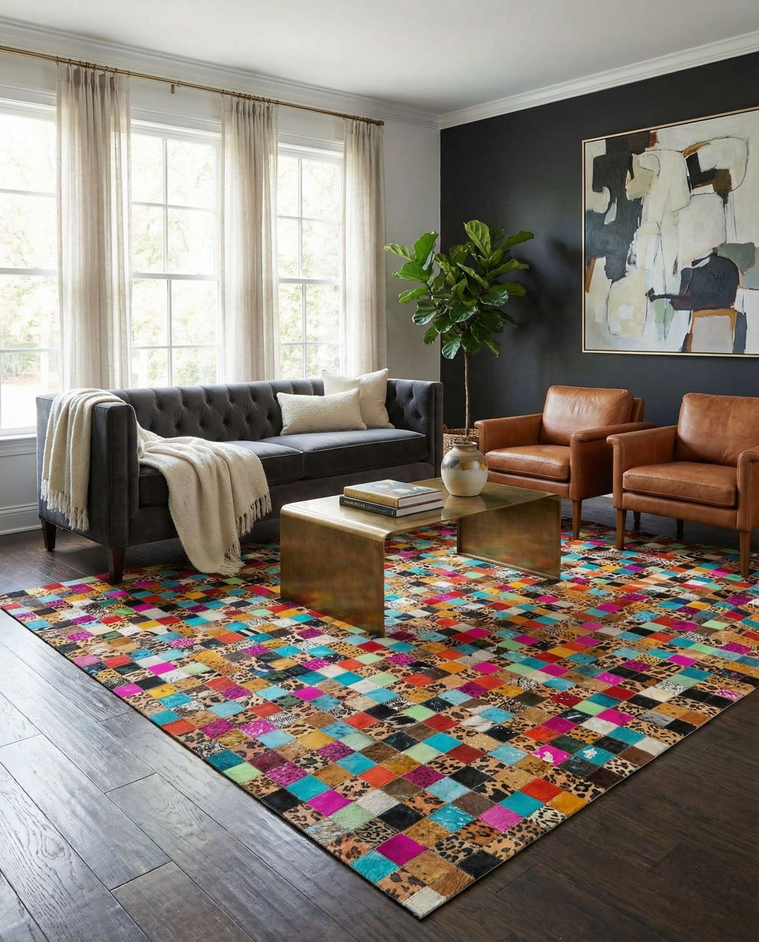 8' x 10' Cowhide Leather Rug