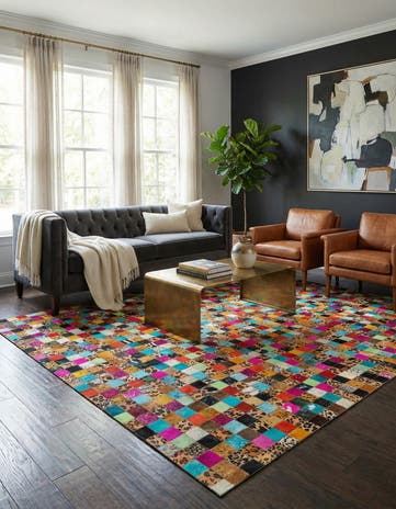 8' x 10' Cowhide Leather Rug