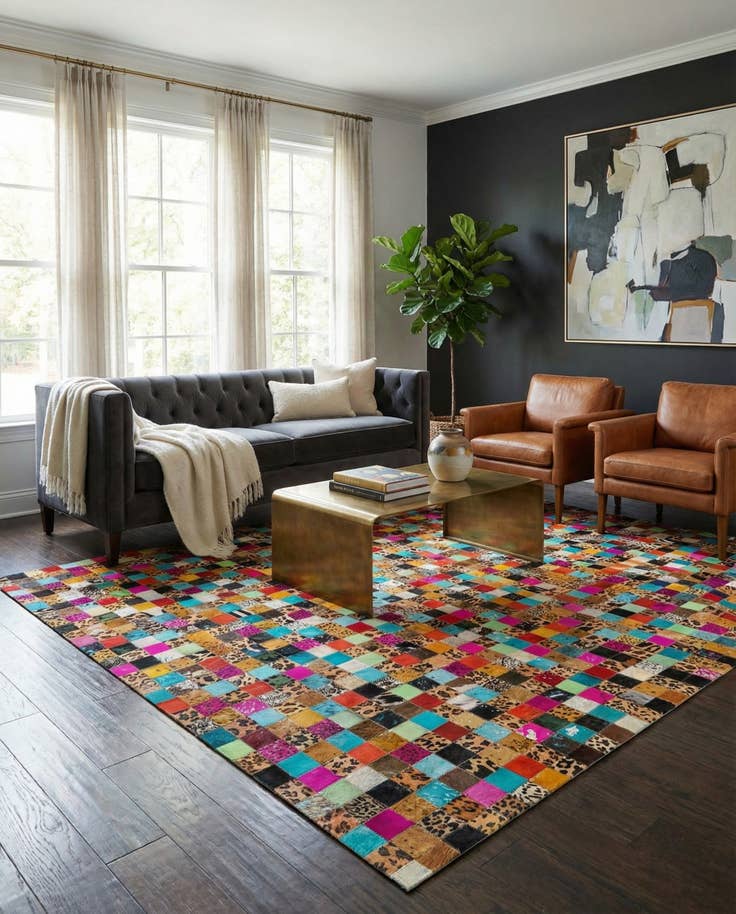 Detail image of 8' x 10' Cowhide Leather Rug