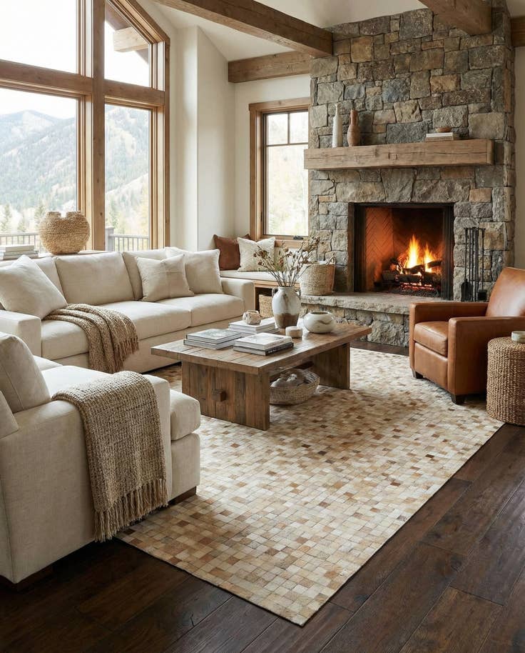 Detail image of 8' 1 x 9' 11 Cowhide - Patchwork Rug
