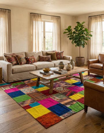 6' 8 x 10' Hand Woven Kilim Patchwork Wool Rug
