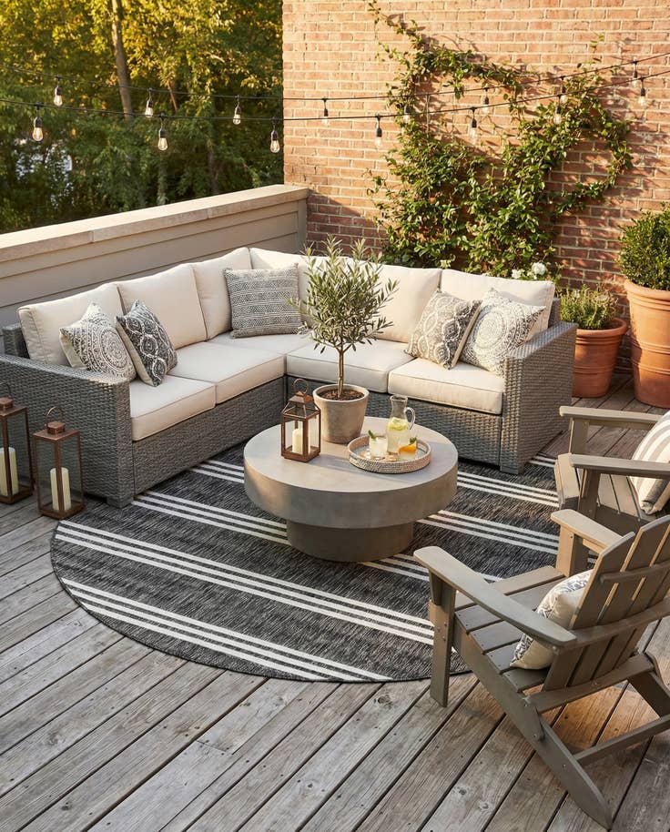 Detail image of 7' 10 x 7' 10 Easy-Clean Jill Zarin Anguilla Indoor / Outdoor Round Rug