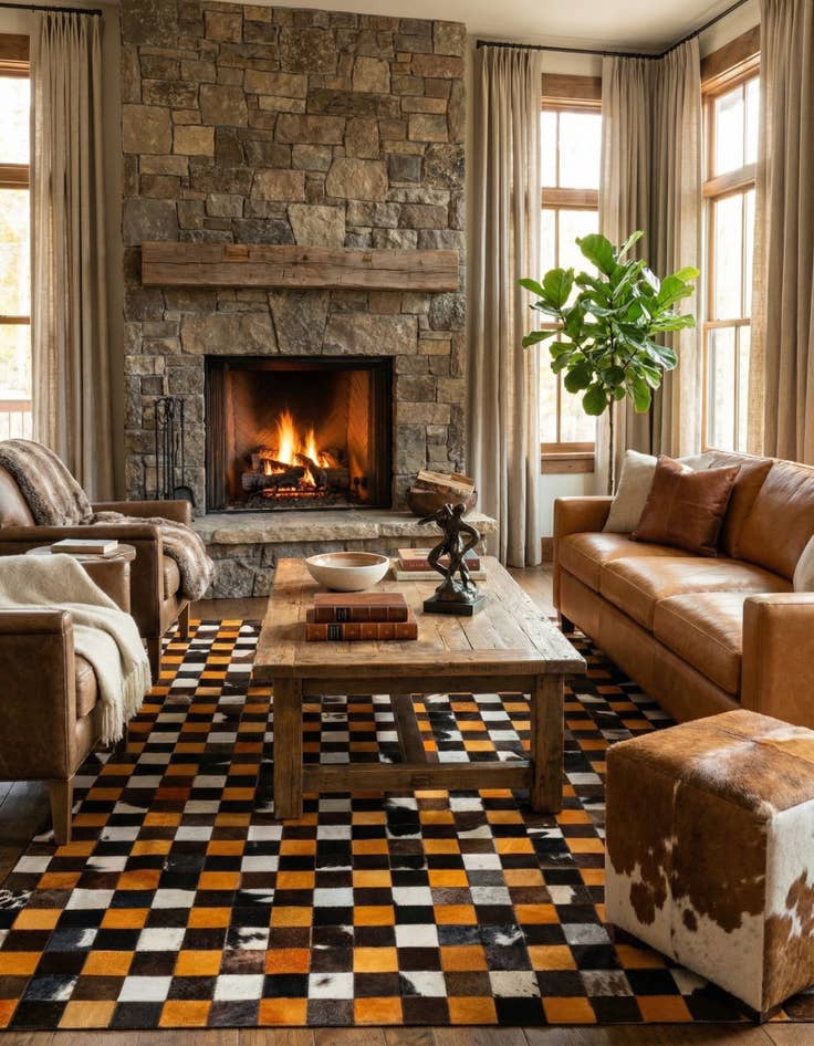 Detail image of 5' 2 x 8' Cowhide - Patchwork Rug