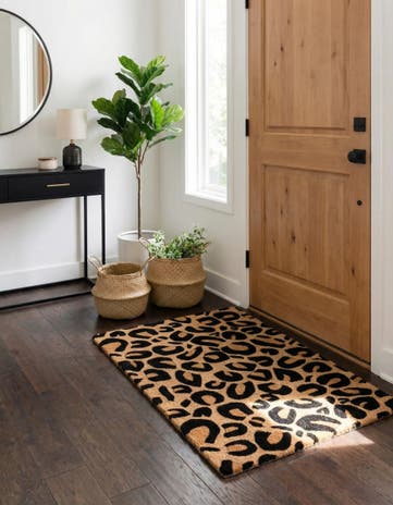 Beige and Black Hand Tufted Safari Wool Rug