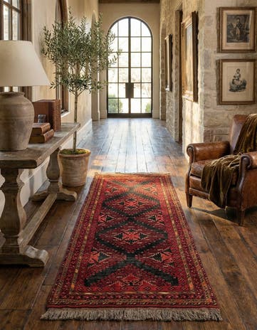 3' 4 x 7' Hand Knotted Afghan Akhche Wool Runner Rug