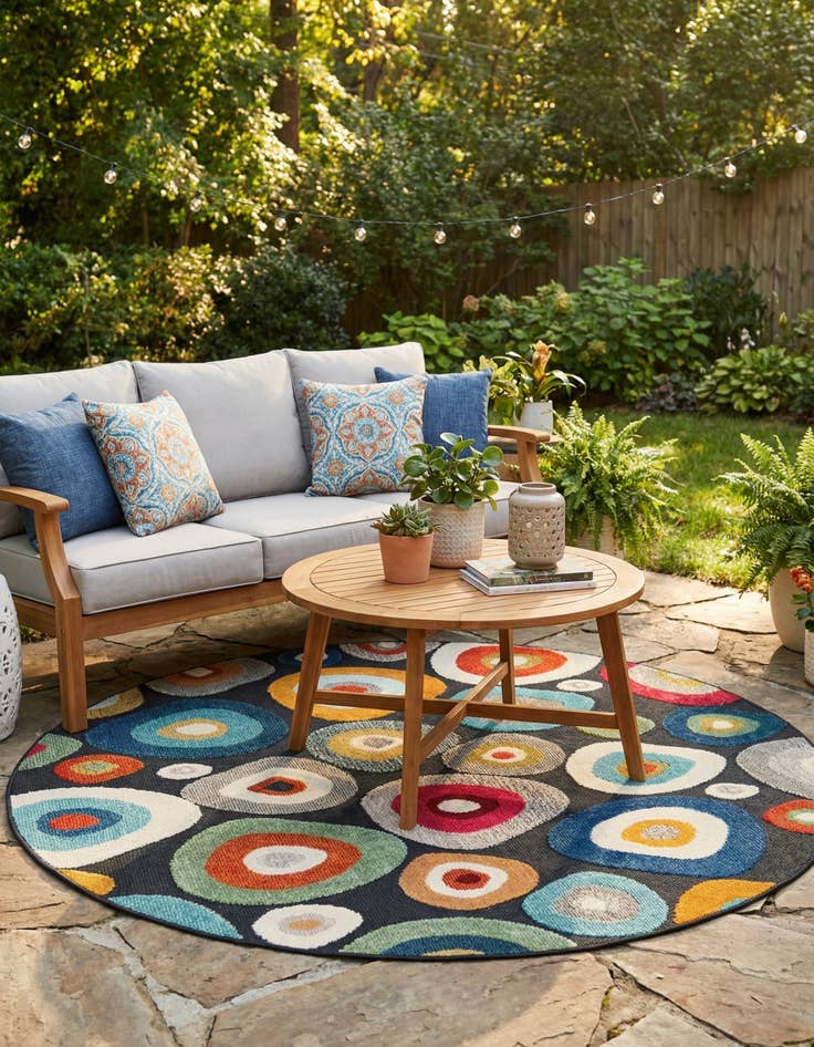 Detail image of 6' x 6'  Washable Casablanca Indoor / Outdoor Round Rug