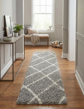 Ash Gray Infinity Shag Runner Rug