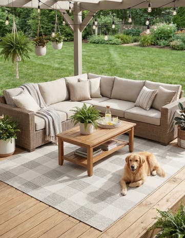 7' 10 x 10' Easy-Clean Checkered Indoor / Outdoor Rug