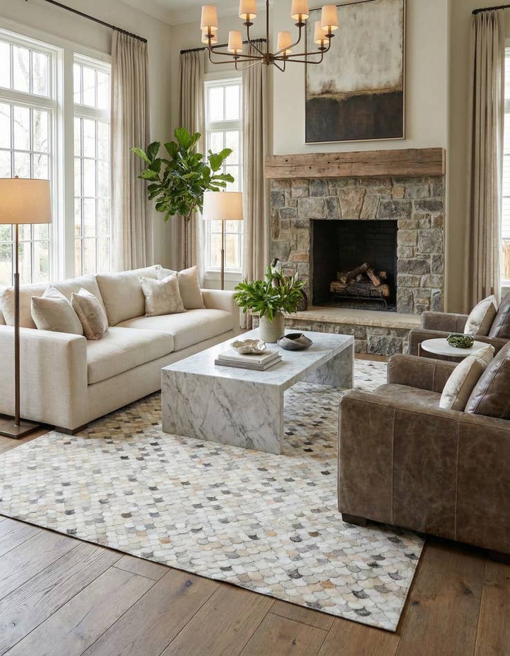 Detail image of  8' 2 x 10' Cowhide Leather Rug