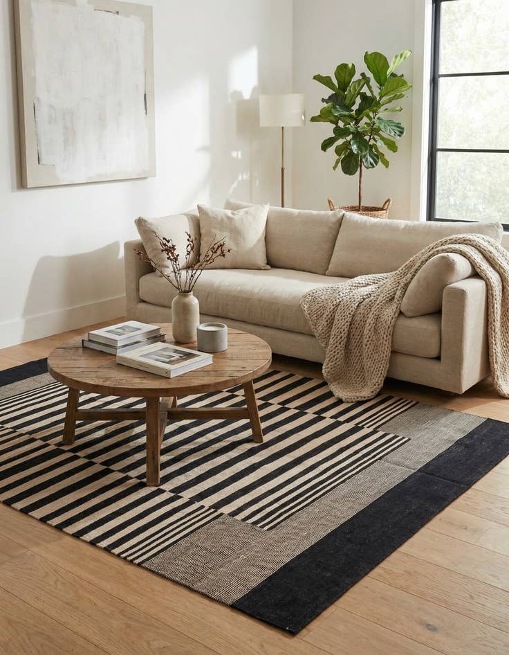 Detail image of 6' x 7' 6  Hand Woven Kilim Modern Wool Rug