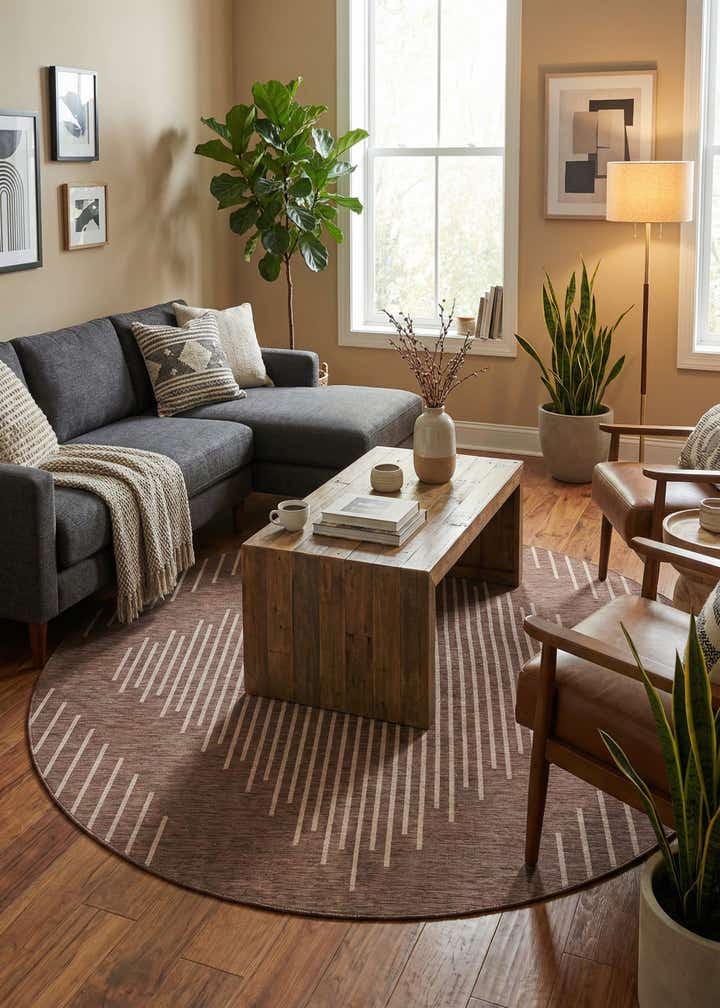 10' 8 x 10' 8 Easy-Clean Modern Indoor / Outdoor Round Rug