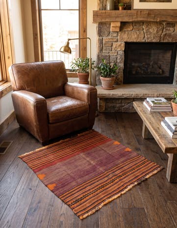 3' 5 x 3' 7 Hand Woven Kilim Fars Wool Square Rug