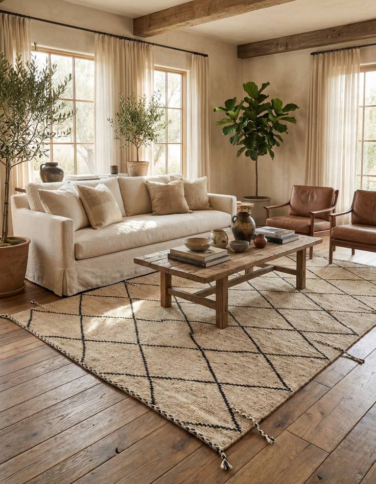 Detail image of 6' 2 x 9' 1  Hand Knotted Moroccan Wool Rug