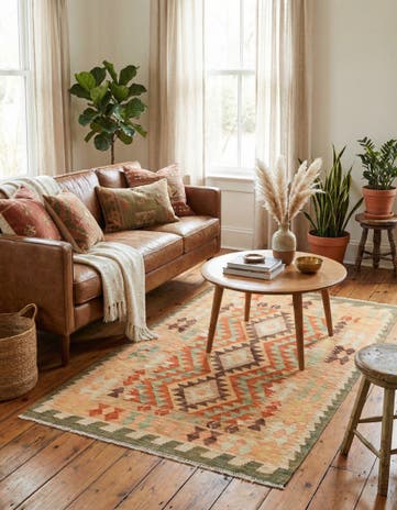2' 8 x 4' 3 Hand Woven Kilim Waziri Wool Rug