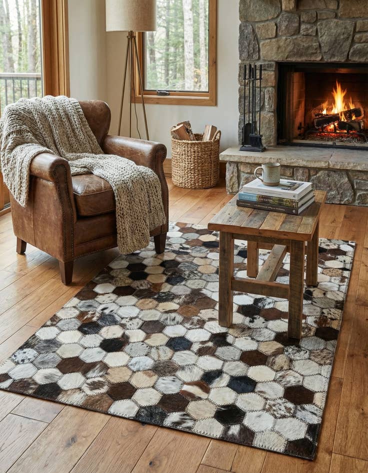 Detail image of  2' x 3' 1 Cowhide Leather Rug