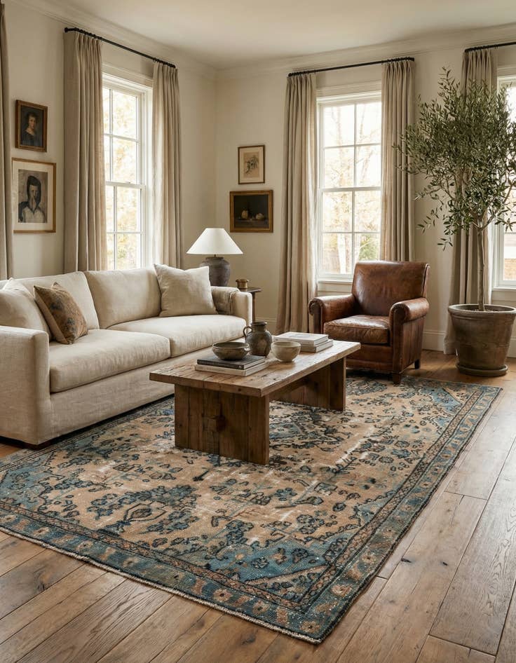 Detail image of 5' 3 x 8' 6  Hand Knotted Ultra Vintage Persian Wool Rug