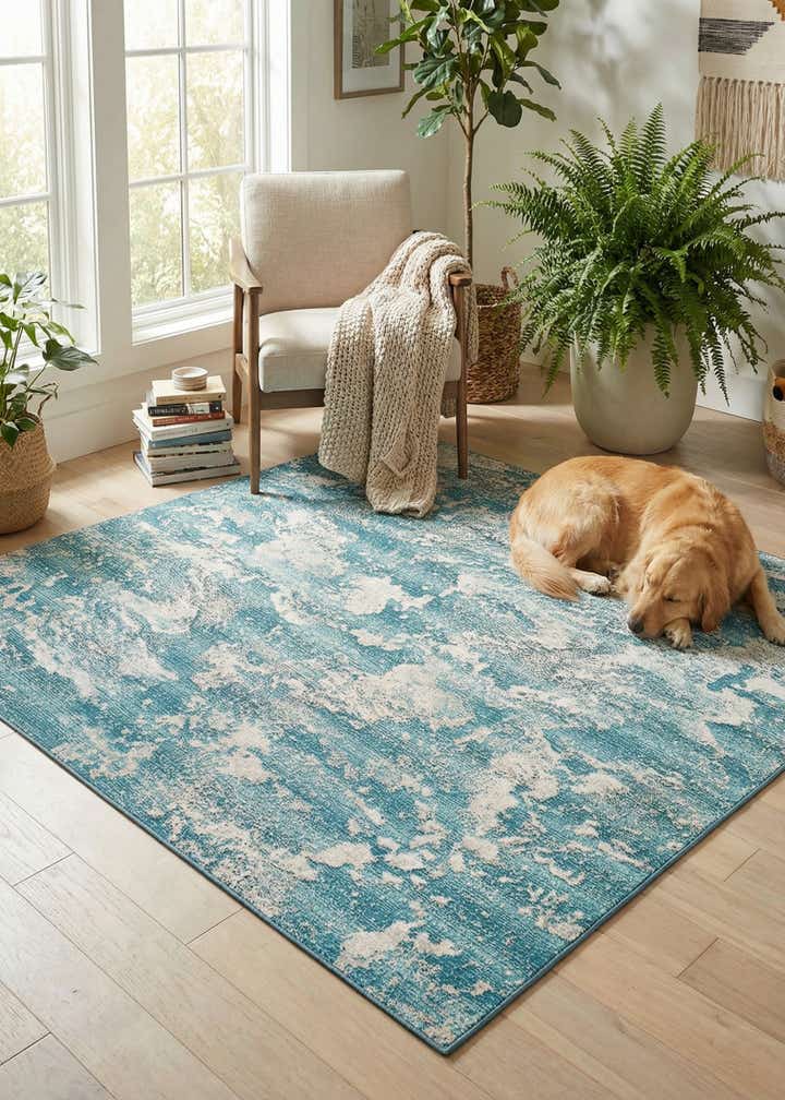 7' 10 x 7' 10 Easy-Clean Modern Indoor / Outdoor Square Rug