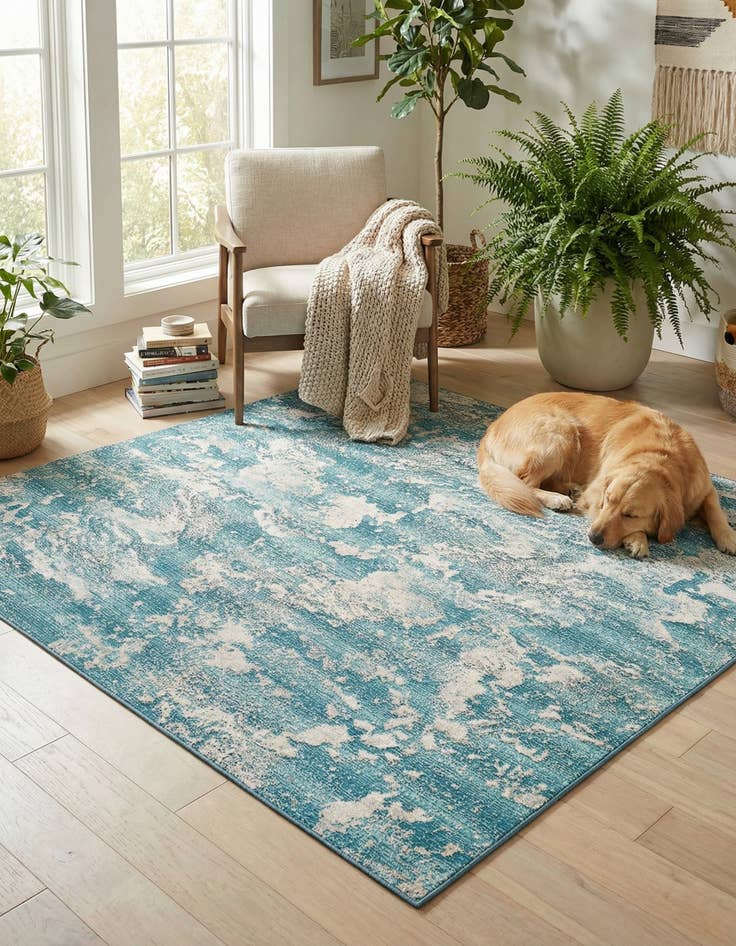 Detail image of 7' 10 x 7' 10  Washable Modern Indoor / Outdoor Square Rug