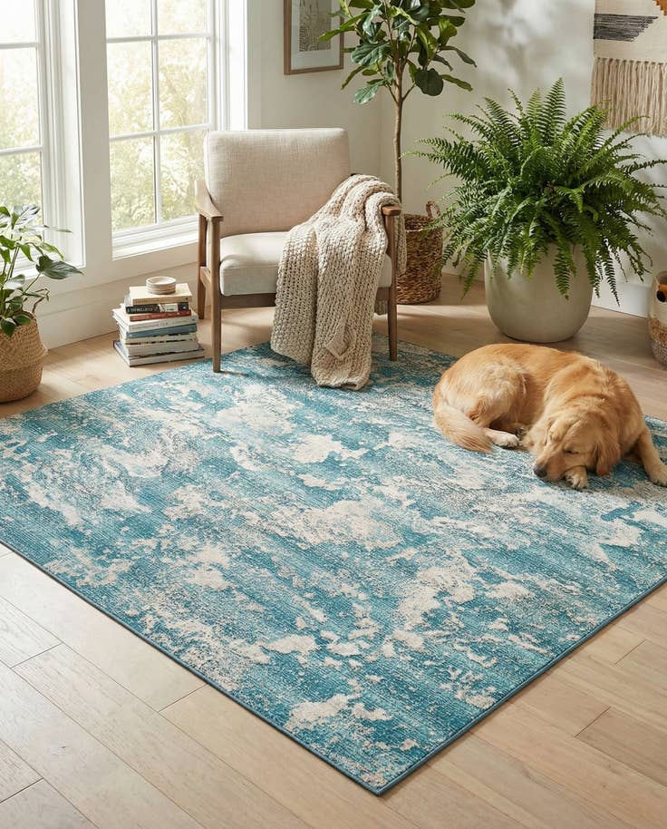 Detail image of 7' 10 x 7' 10 Easy-Clean Modern Indoor / Outdoor Square Rug