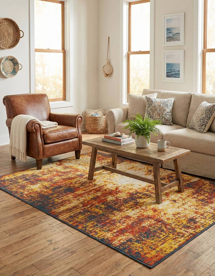 Detail image of 4' x 6'  Washable Coastal Indoor / Outdoor Rug