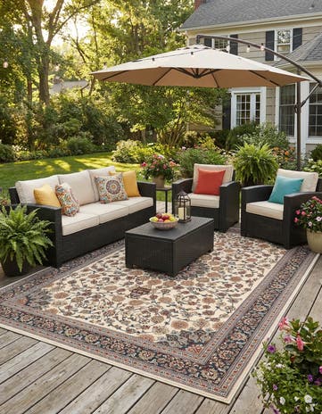 9' x 12' Easy-Clean Traditional Indoor / Outdoor Rug