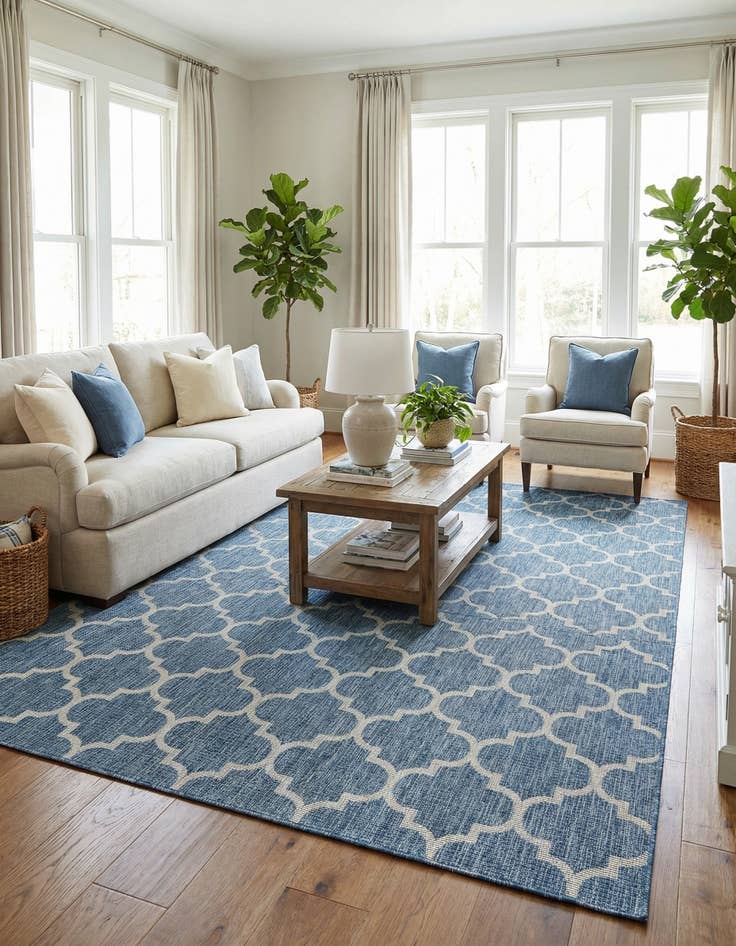 Detail image of 10' x 13' Easy-Clean Trellis Indoor / Outdoor Rug