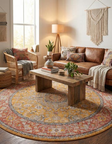 Yellow Lola Round Rug
