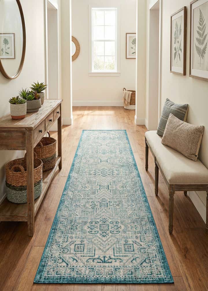 2' 7 x 12' Easy-Clean Aztec Indoor / Outdoor Runner Rug