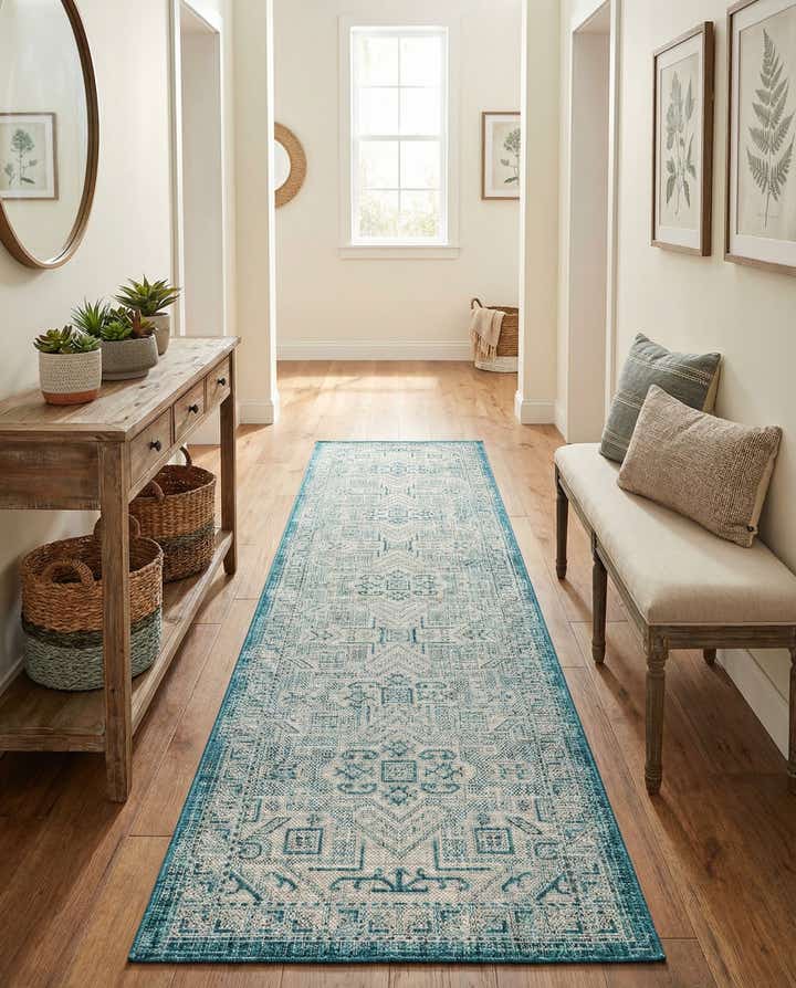 2' 7 x 12' Easy-Clean Aztec Indoor / Outdoor Runner Rug