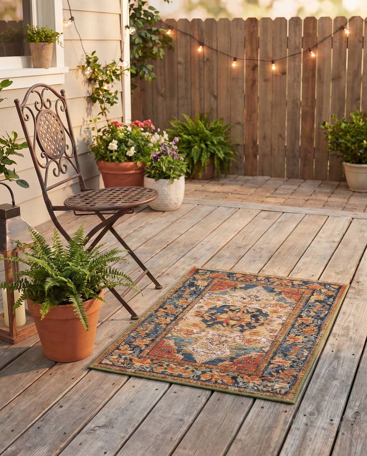 Detail image of 2' x 3' Easy-Clean Traditional Indoor / Outdoor Rug