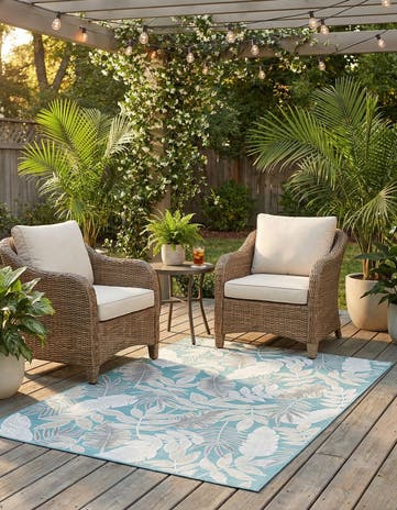 5' 2 x 8' Easy-Clean Botanical Indoor / Outdoor Rug