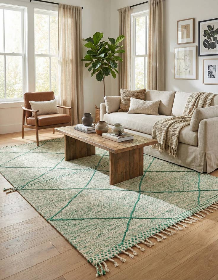 Detail image of 5' 9 x 8' 11  Hand Knotted Moroccan Wool Rug