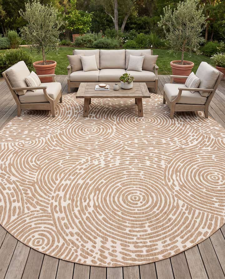 12' x 12' Easy-Clean Modern Indoor / Outdoor Round Rug